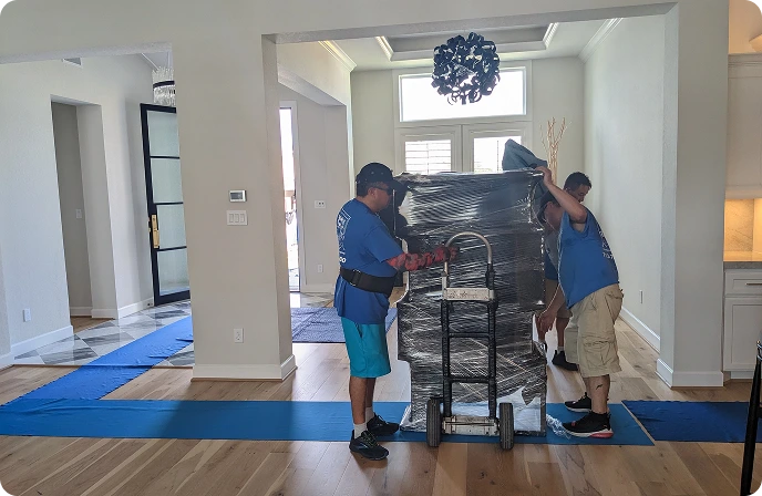Our movers packing up.